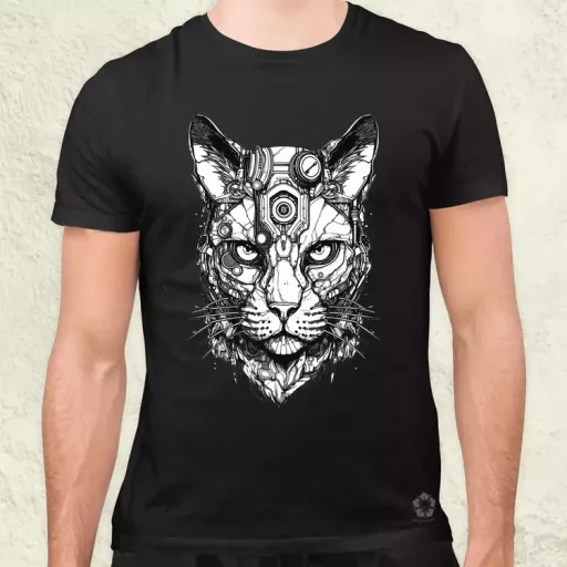 Vonalrajz cyberpunk macska v1 férfi póló