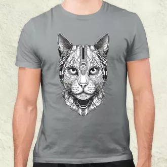 Vonalrajz cyberpunk macska v2 férfi póló