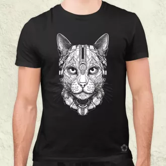 Vonalrajz cyberpunk macska v2 férfi póló