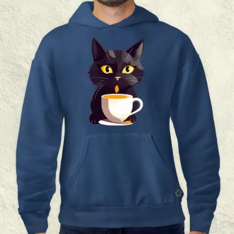 Macska és kávé v1 férfi pulóver