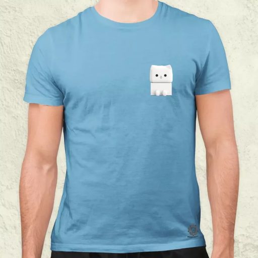 Minimalista kocka cica zseb férfi póló