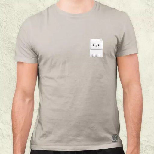 Minimalista kocka cica zseb férfi póló