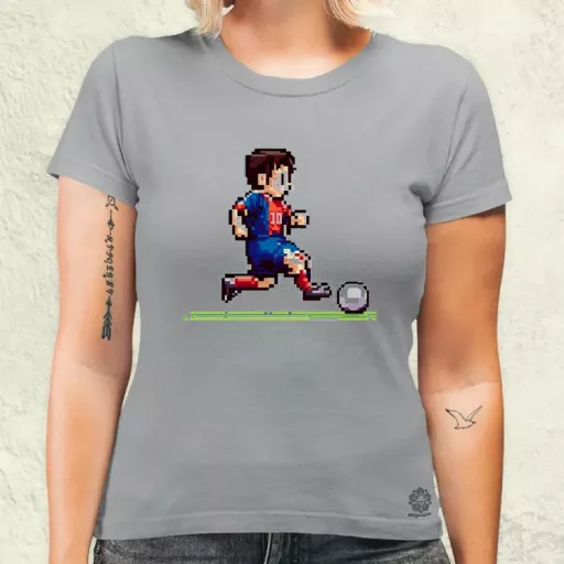 Messi labdával pixelart női póló