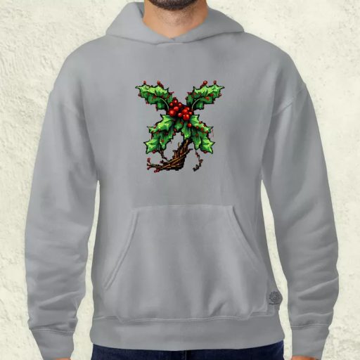 Pixelart fagyöngy piros férfi pulóver