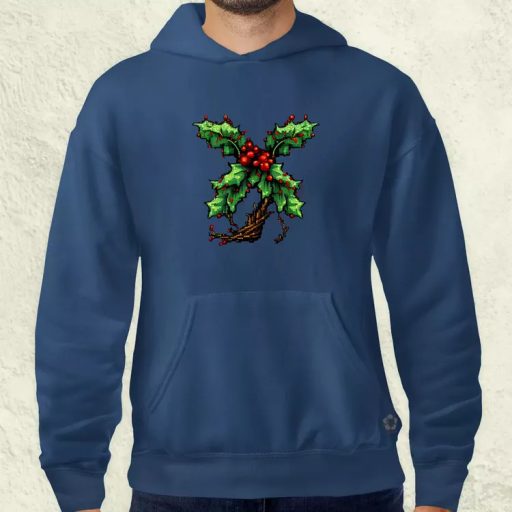 Pixelart fagyöngy piros férfi pulóver