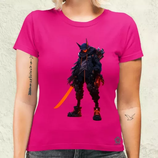 Cyberpunk anime kiborg szamuráj v1 női póló