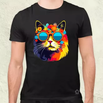 Hippi macska v1 férfi póló