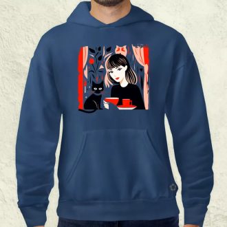 Lány és kávé v1 férfi pulóver