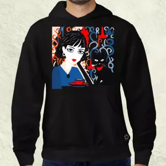 Lány és kávé v2 férfi pulóver