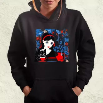 Lány és kávé v3 női pulóver