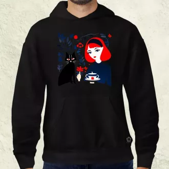 Lány és kávé v4 férfi pulóver