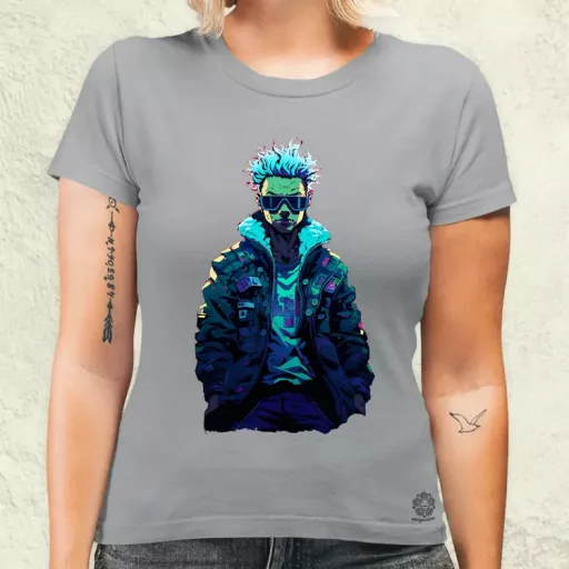 Pixelart cyberpunk hacker v1 női póló