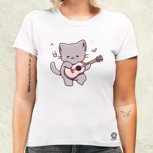 Cica gitározik v1 női póló