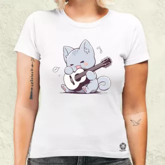 Cica gitározik v2 női póló