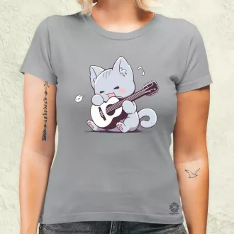 Cica gitározik v2 női póló