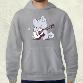 Cica gitározik v2 férfi pulóver