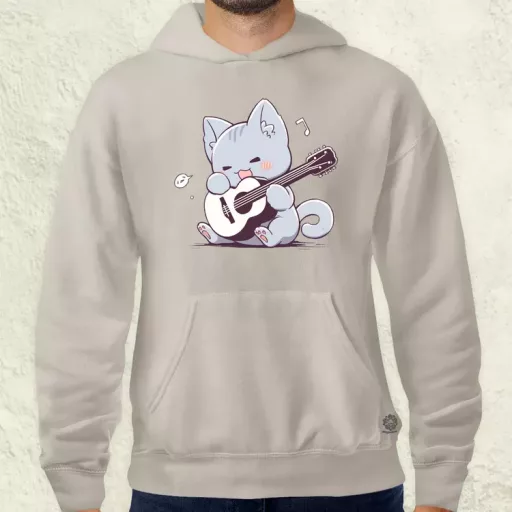 Cica gitározik v2 férfi pulóver