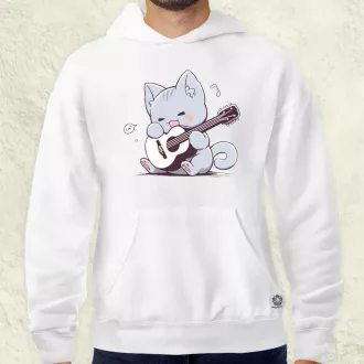 Cica gitározik v2 férfi pulóver