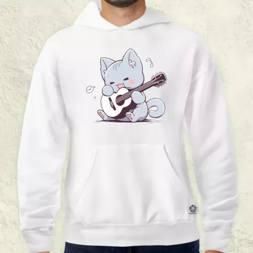 Cica gitározik v2 férfi pulóver