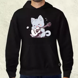 Cica gitározik v2 férfi pulóver
