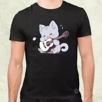 Cica gitározik v2 férfi póló