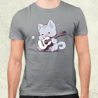 Cica gitározik v2 férfi póló