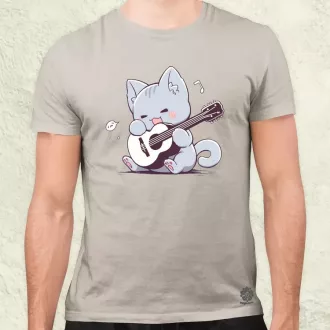Cica gitározik v2 férfi póló