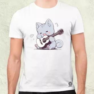 Cica gitározik v2 férfi póló