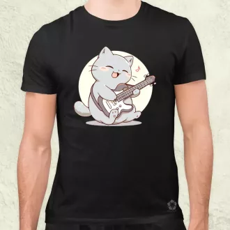 Cica gitározik v3 férfi póló