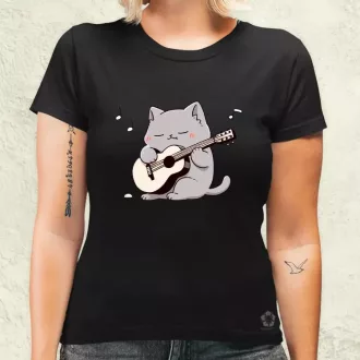 Cica gitározik v4 női póló