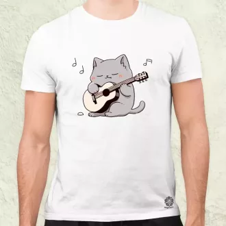 Cica gitározik v4 férfi póló