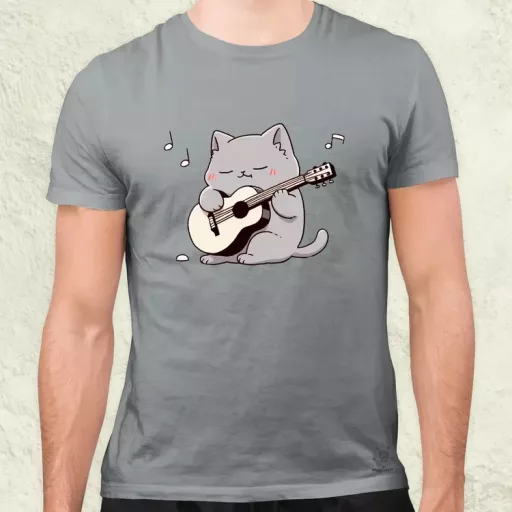 Cica gitározik v4 férfi póló