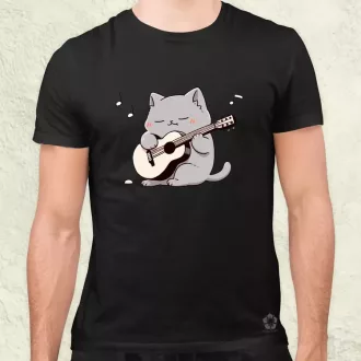 Cica gitározik v4 férfi póló