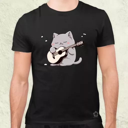 Cica gitározik v4 férfi póló