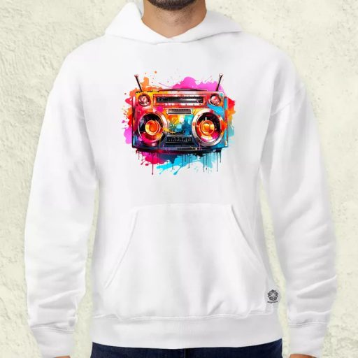 Retró boombox v2 férfi pulóver