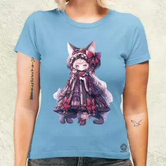 Chibi macskalány v4 női póló