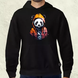 Kapucnis panda v3 férfi pulóver