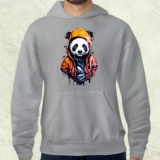 Kapucnis panda v3 férfi pulóver