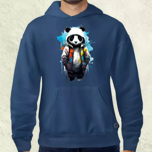 Kapucnis panda v4 férfi pulóver