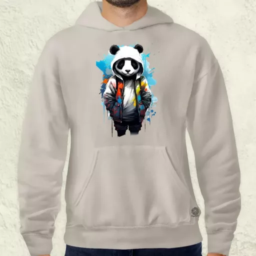 Kapucnis panda v4 férfi pulóver