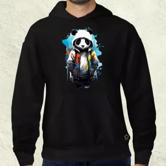 Kapucnis panda v4 férfi pulóver