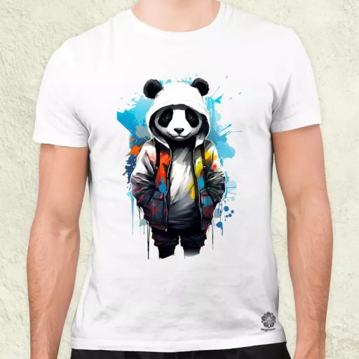 Kapucnis panda v4 férfi póló