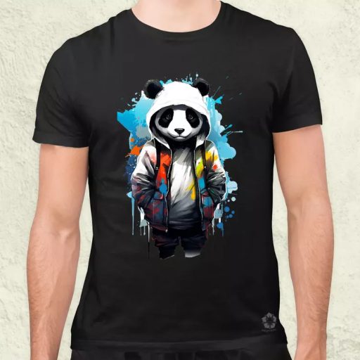 Kapucnis panda v4 férfi póló