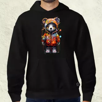 Kapucnis panda v5 férfi pulóver