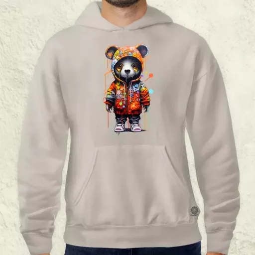 Kapucnis panda v5 férfi pulóver