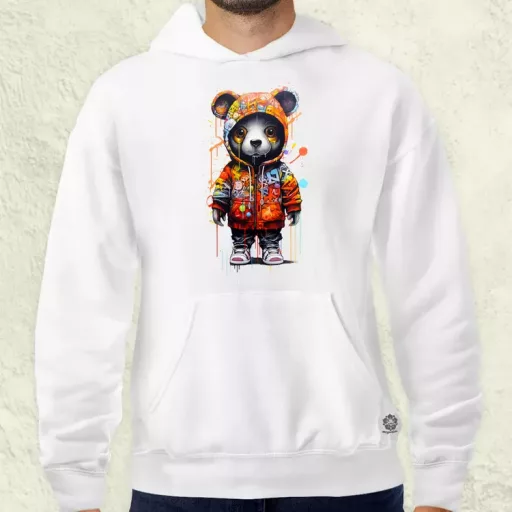 Kapucnis panda v5 férfi pulóver