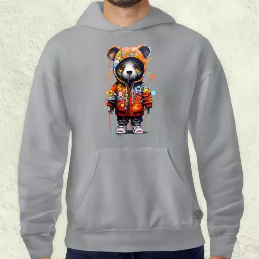 Kapucnis panda v5 férfi pulóver