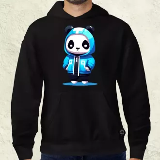 Kék panda srác v2 férfi pulóver