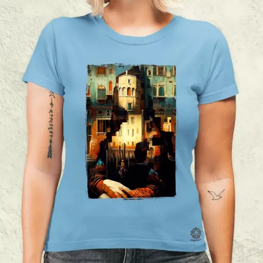 Pareidolia Mona Lisa város fantázia v1 női póló