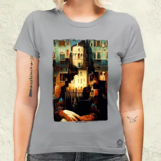 Pareidolia Mona Lisa város fantázia v1 női póló